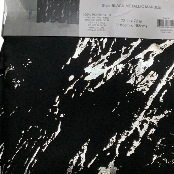 Today’s Living Black Marble Metallic Silver Fabric Shower Curtain  72 in X 72 in - Picture 2 of 16